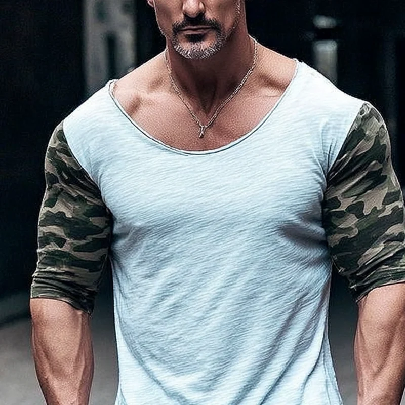 Raul | Men'S Casual Contrast Camouflage Round Neck Long Sleeve T-Shirt - Image 4