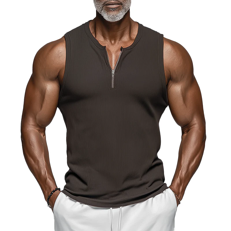 Raul | Men'S Summer Fashion Striped Textured Cotton Blend Sleeveless Tank Top