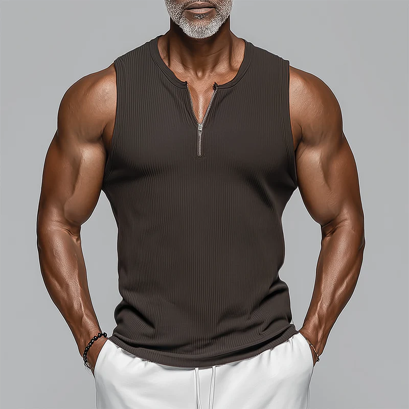 Raul | Men'S Summer Fashion Striped Textured Cotton Blend Sleeveless Tank Top - Image 2