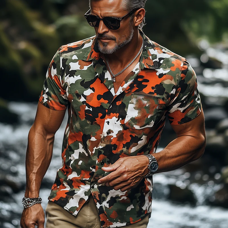 Raymond | Men'S Summer Fashion Camouflage Short Sleeve Shirt - Image 2