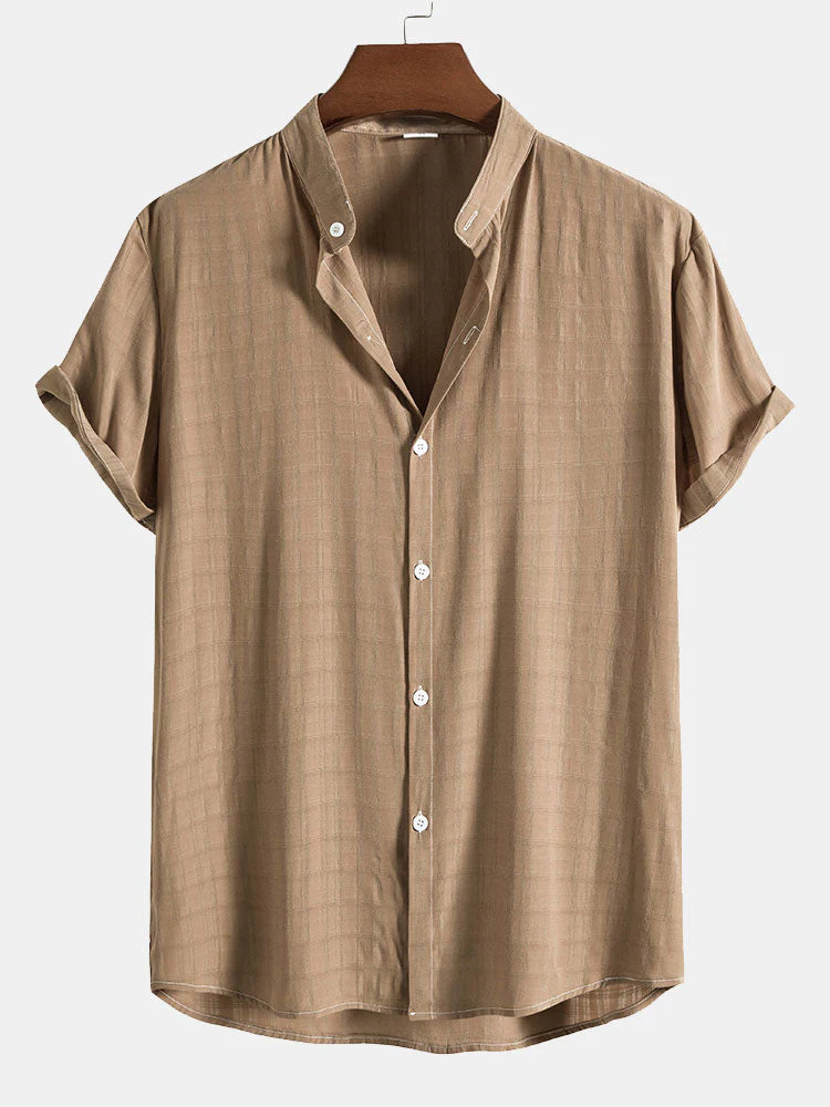 Ricardo® | Textured Fabric Stand Collar Shirt
