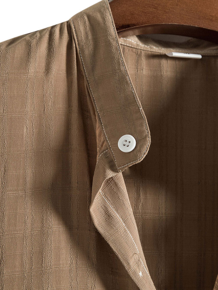 Ricardo® | Textured Fabric Stand Collar Shirt - Image 3