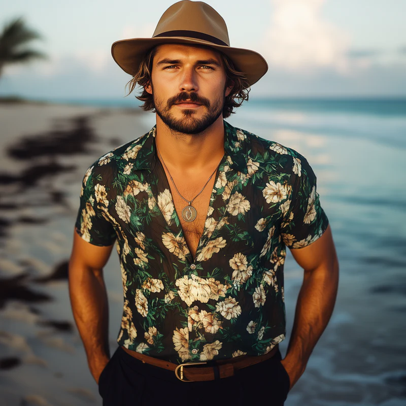Ricardo | Men'S Summer Casual Chiffon Printed Short Sleeve Shirt - Image 3