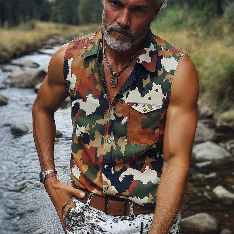 Ricardo | Men'S Summer Fashion Camouflage Sleeveless Shirt - Image 2