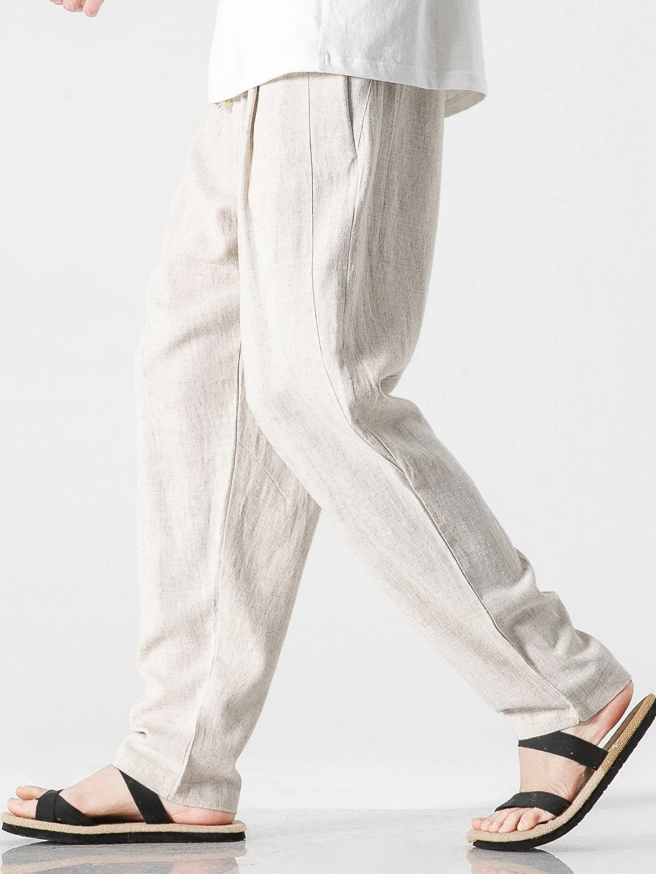Rob® | Relax Fit Harem Pants In Linen And Cotton Mix
