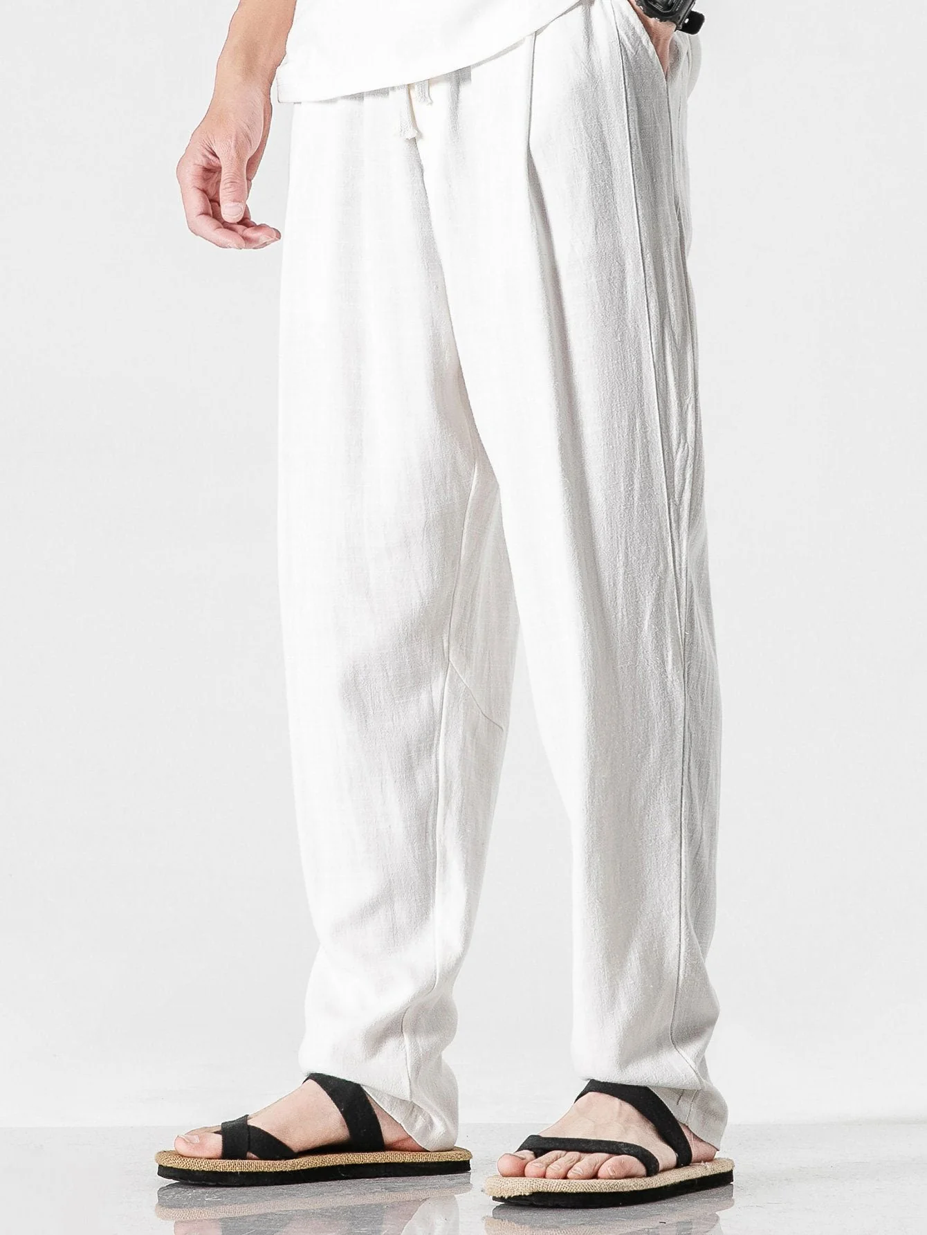 Rob® | Relax Fit Harem Pants In Linen And Cotton Mix - Image 6