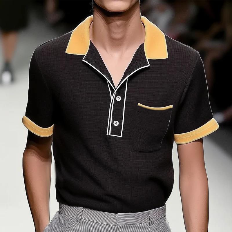Roberto | Men'S Business Colorblock Polo Neck Short Sleeve T-Shirt - Image 2