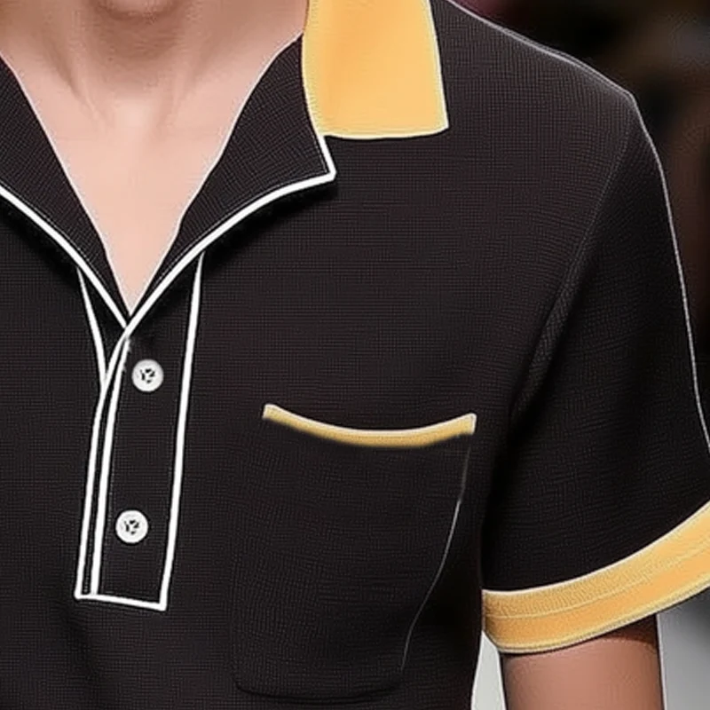 Roberto | Men'S Business Colorblock Polo Neck Short Sleeve T-Shirt - Image 3