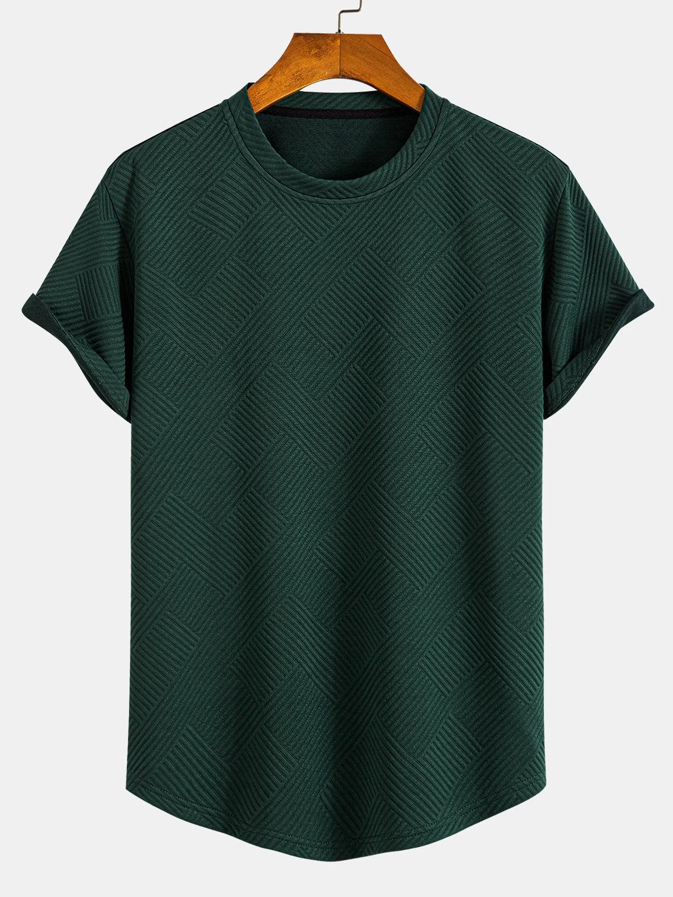 Robin® | Short Sleeve Stripe Jacquard Arc Hem T-Shirt