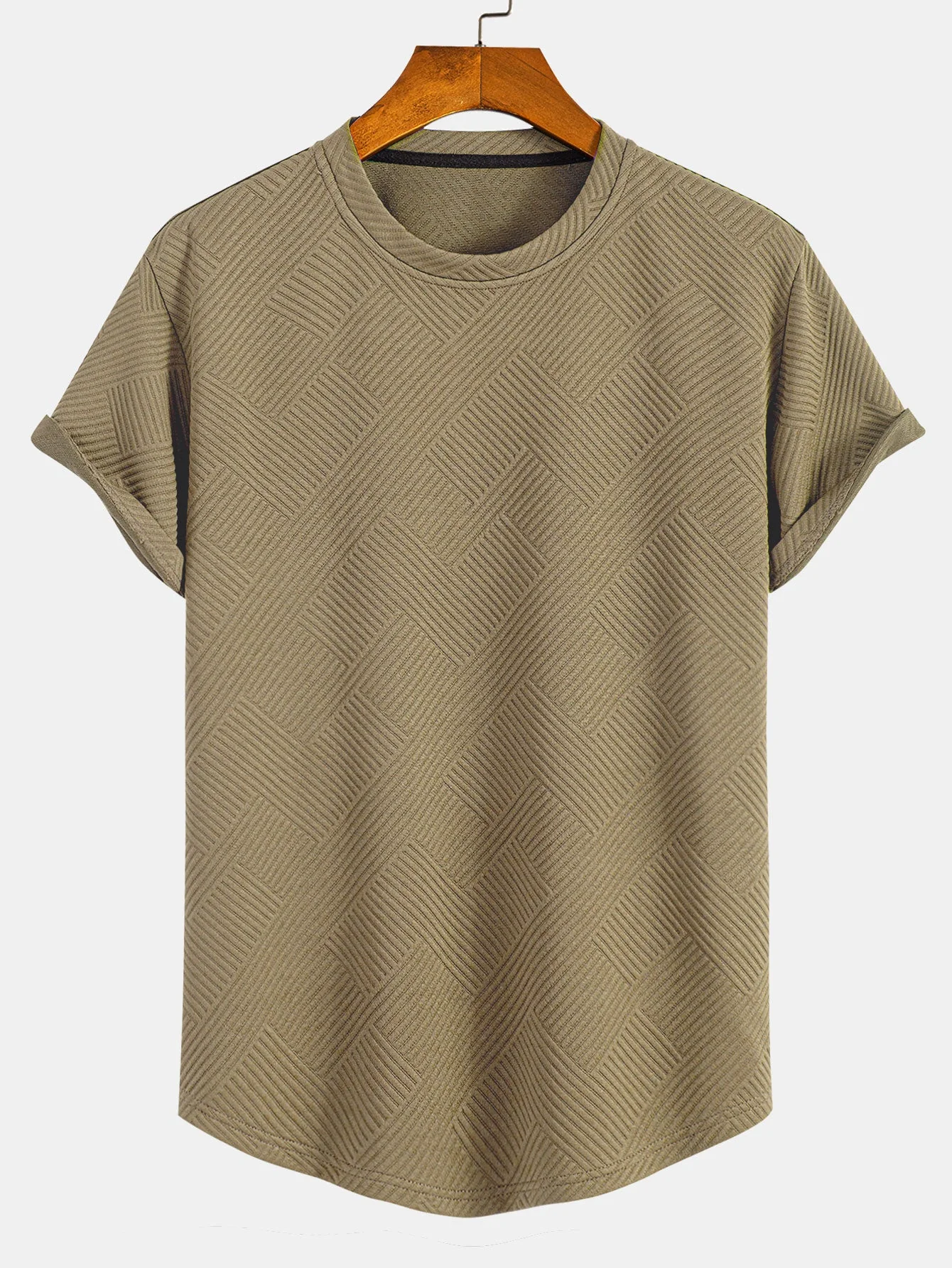 Robin® | Short Sleeve Stripe Jacquard Arc Hem T-Shirt - Image 6