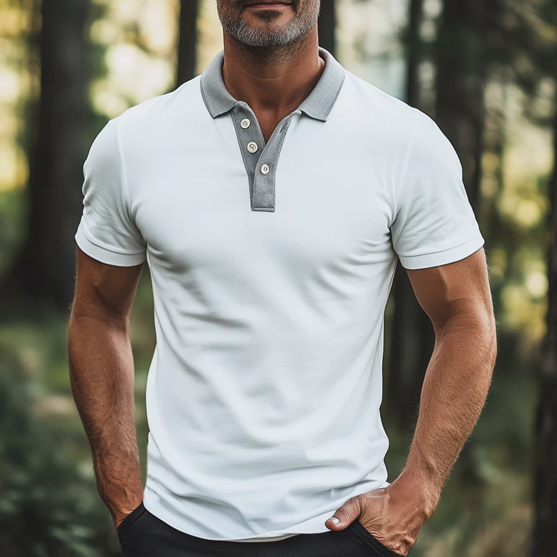 Rodrigo | Men'S Business Colorblock Polo Neck Short Sleeve T-Shirt - Image 2