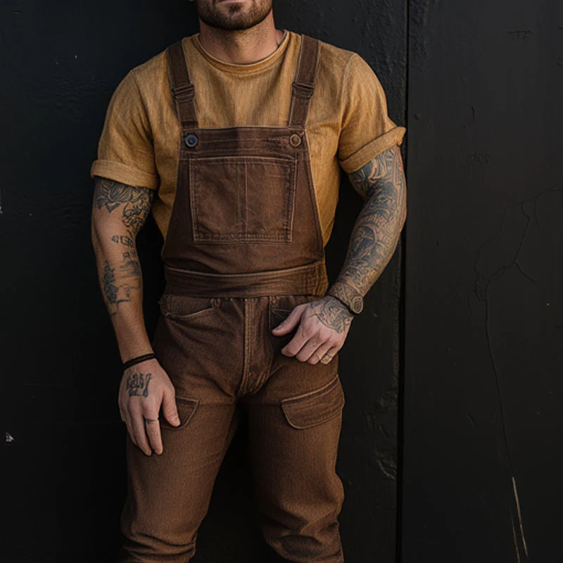 Roger | Men'S Washed Denim Multi-Pocket Jumpsuit - Image 3