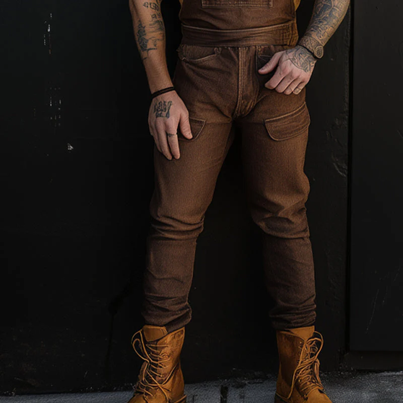 Roger | Men'S Washed Denim Multi-Pocket Jumpsuit - Image 4