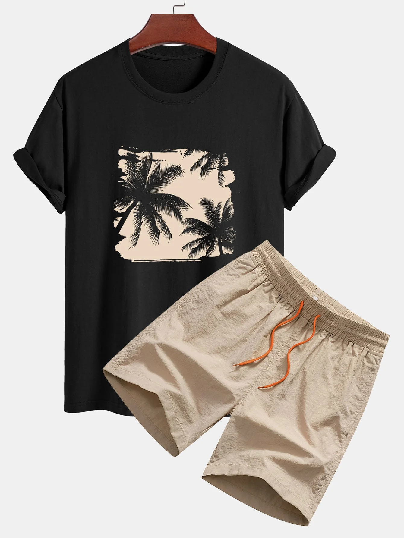 Roman® | Regular Fit Palm Trees Silhouette Print Cotton T-Shirt & Swim Shorts