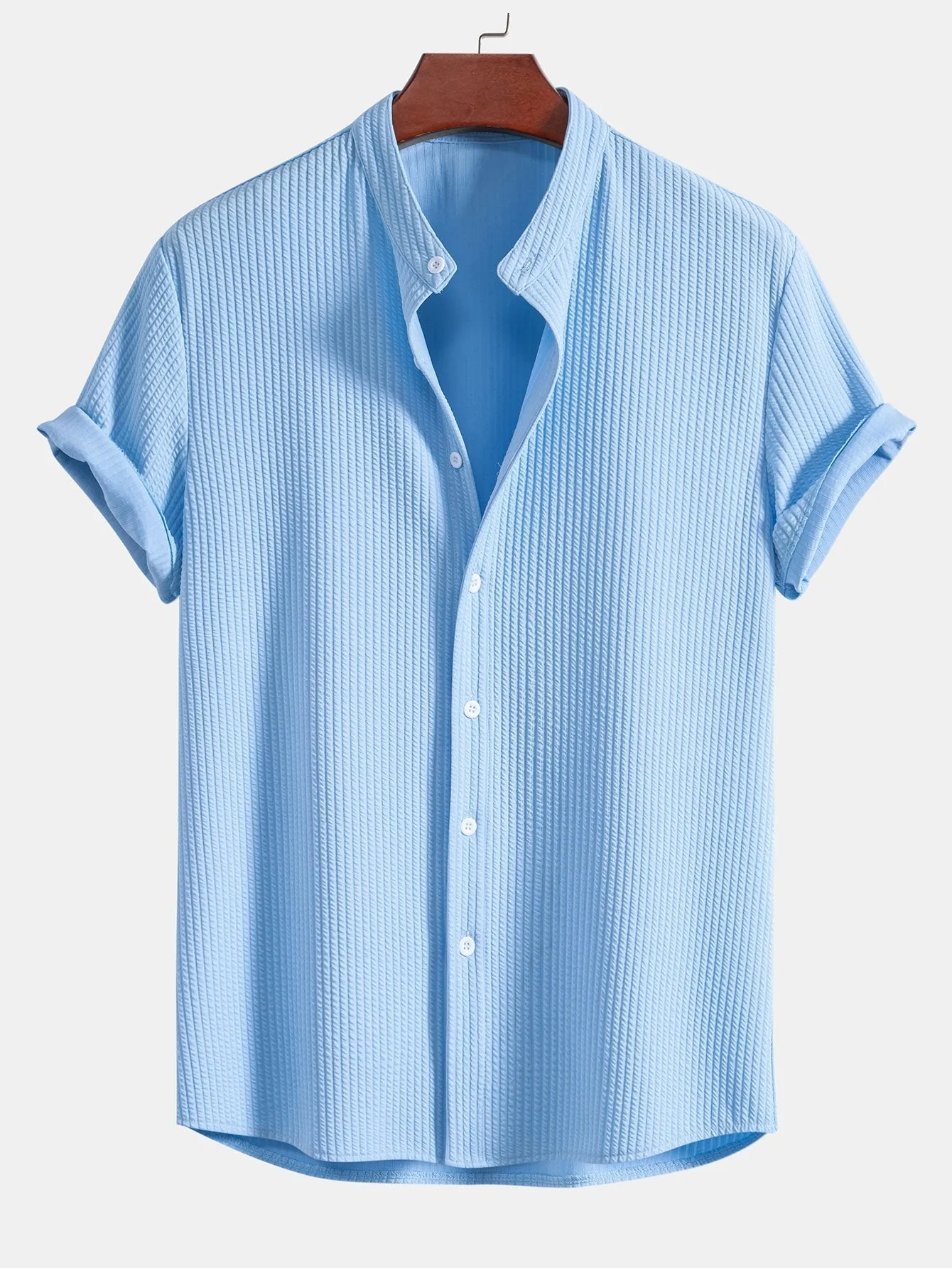 Ron® | Fitted Ribbed Polo Shirt With Mandarin Collar