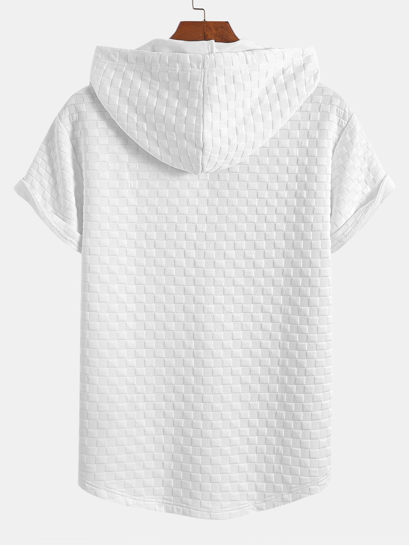 Ronald® | Checkerboard Jacquard Arc Hem Hooded T-Shirt - Image 2