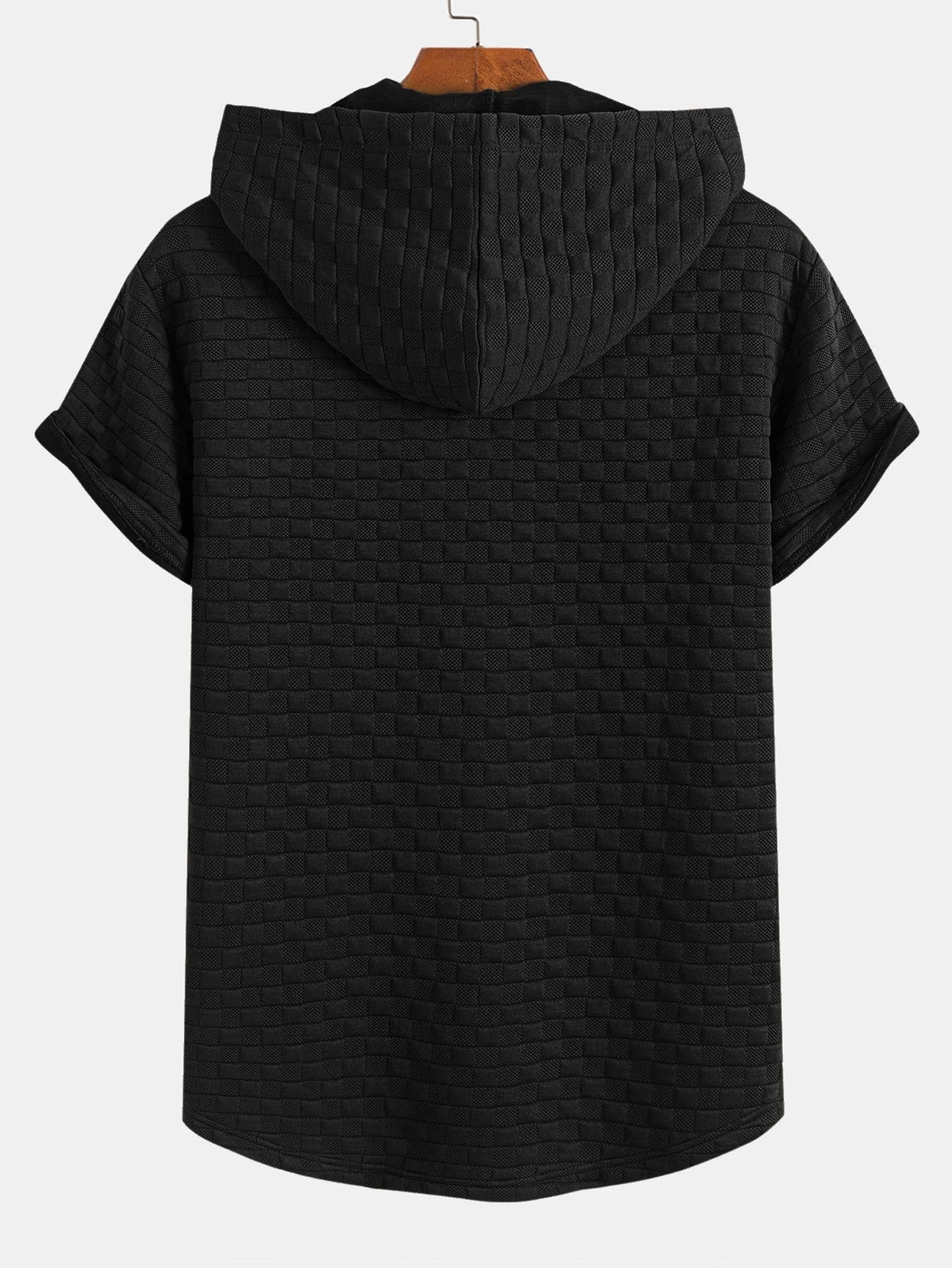 Ronald® | Checkerboard Jacquard Arc Hem Hooded T-Shirt - Image 4