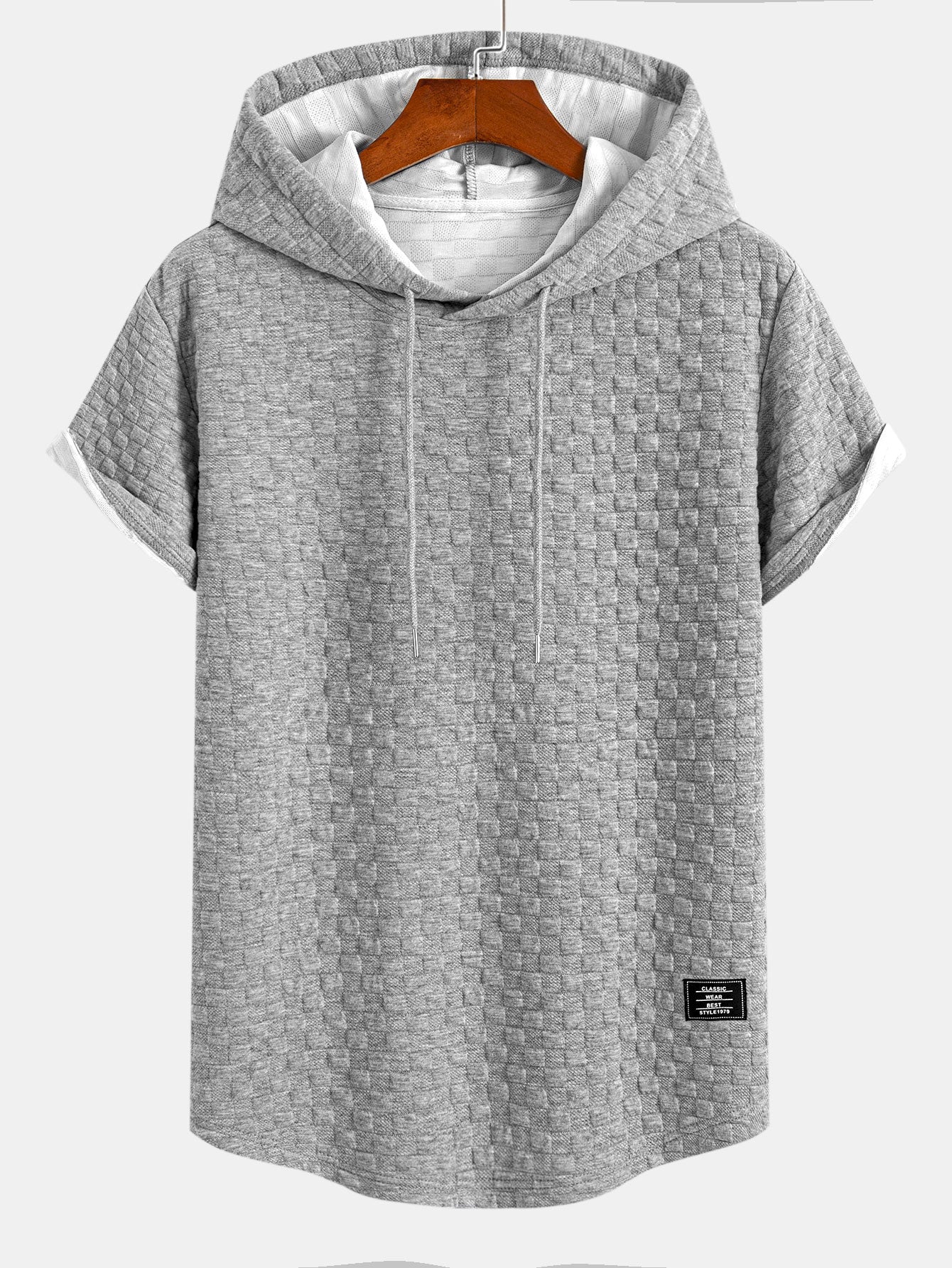 Ronald® | Checkerboard Jacquard Arc Hem Hooded T-Shirt - Image 5