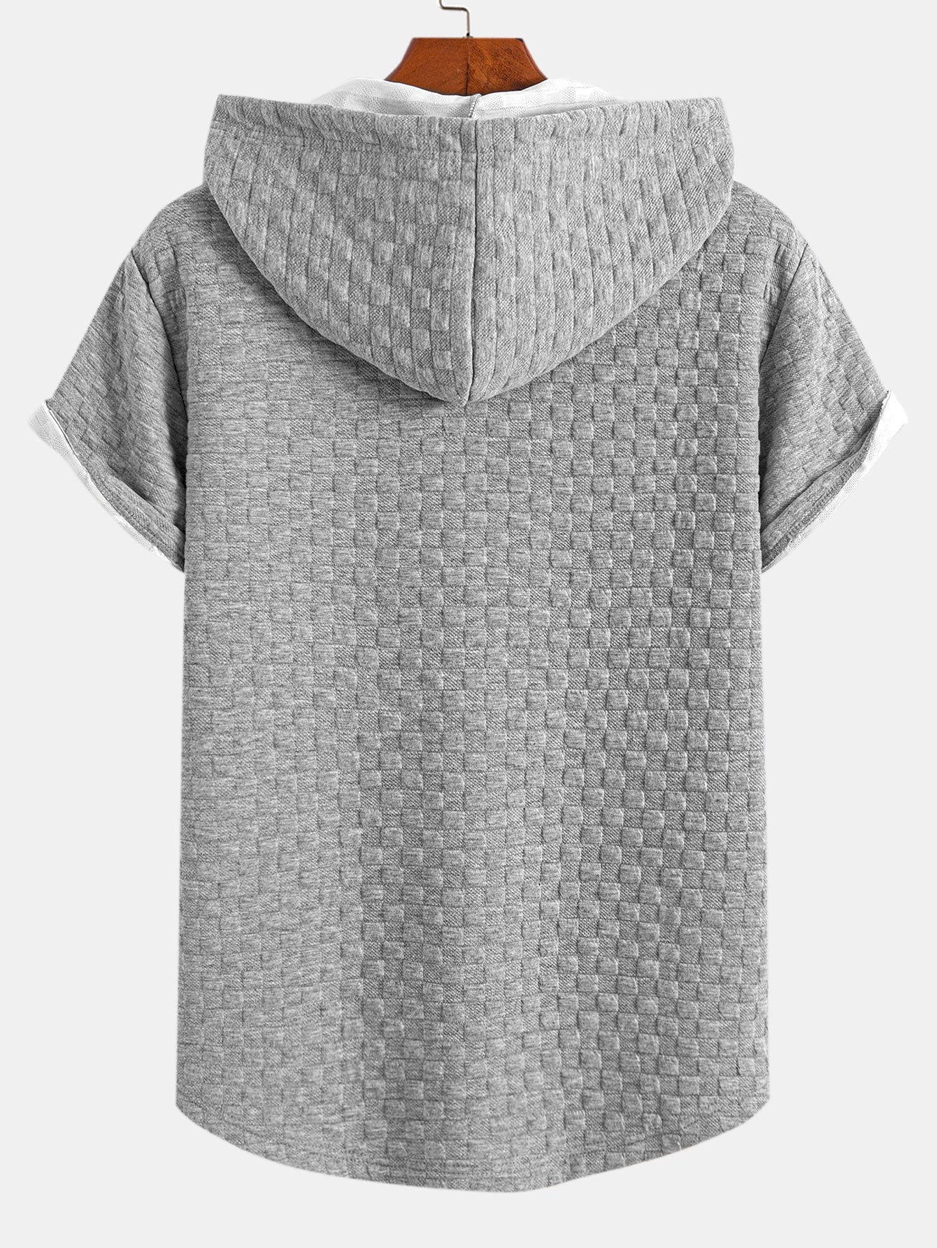 Ronald® | Checkerboard Jacquard Arc Hem Hooded T-Shirt - Image 6