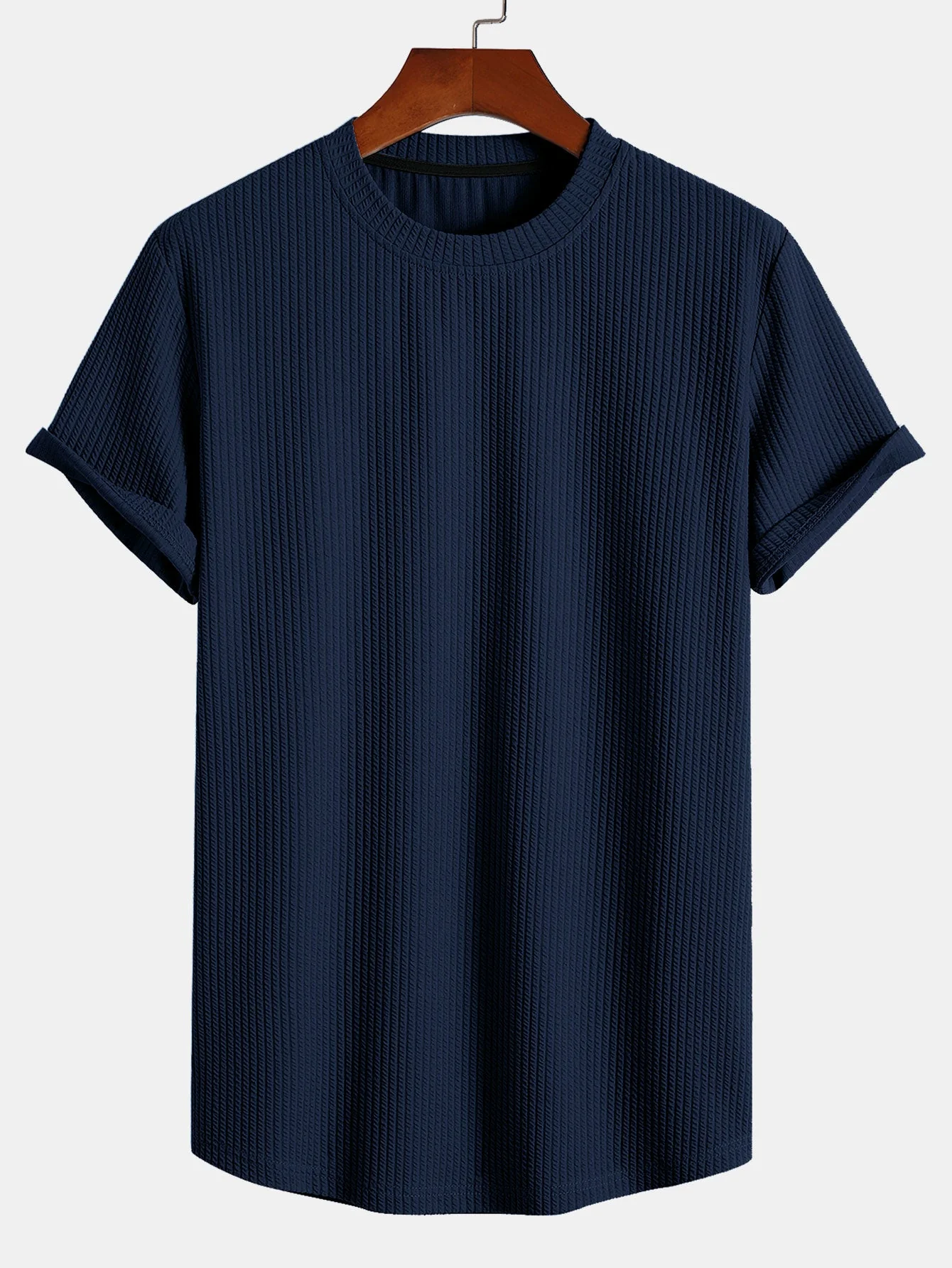 Ross® | Muscle Fit Ribbed Arc Hem T-Shirt - Image 6