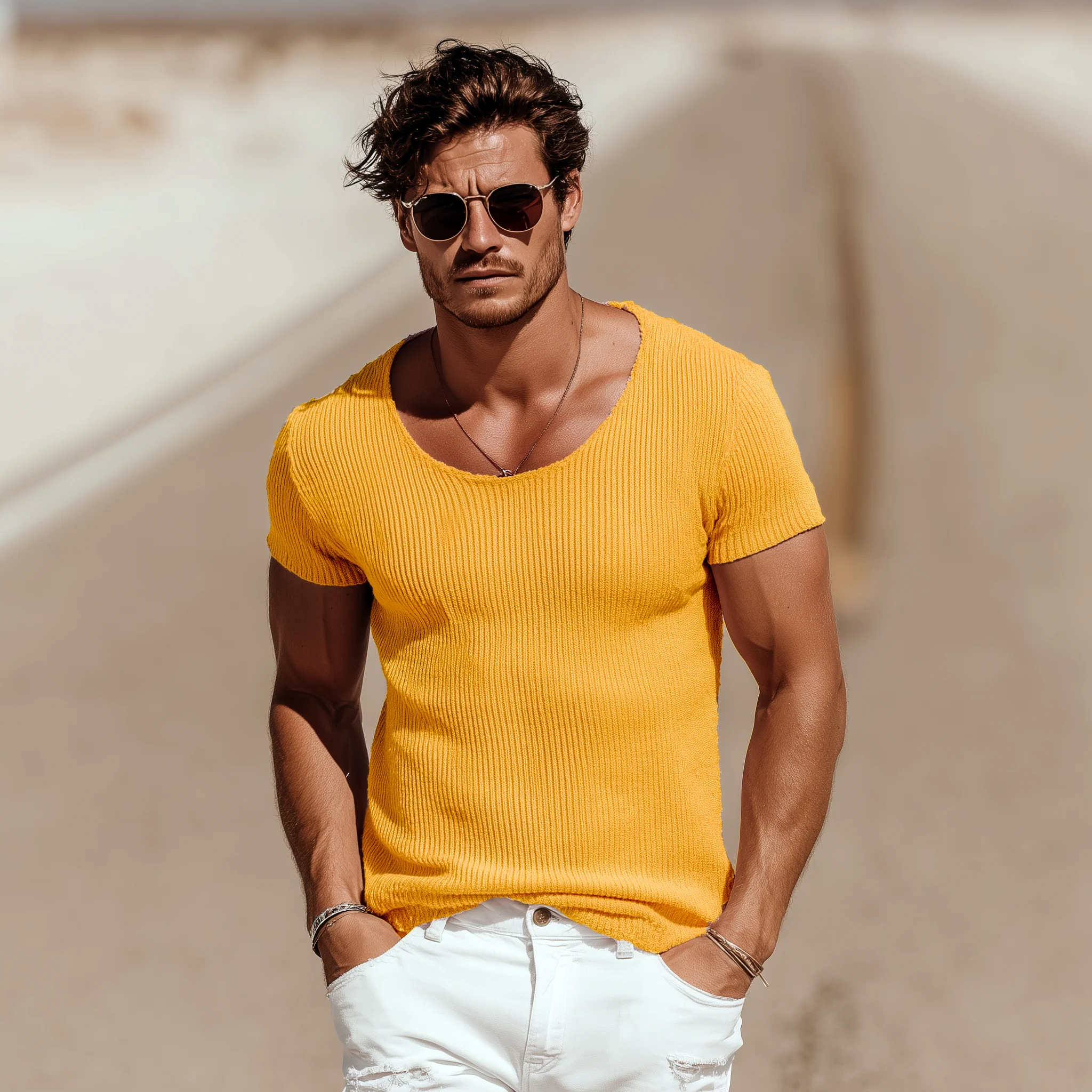 Rudolph | Men'S Spring And Summer Casual Round Neck Slim Fit Knitted Short Sleeve T-Shirt - Image 6