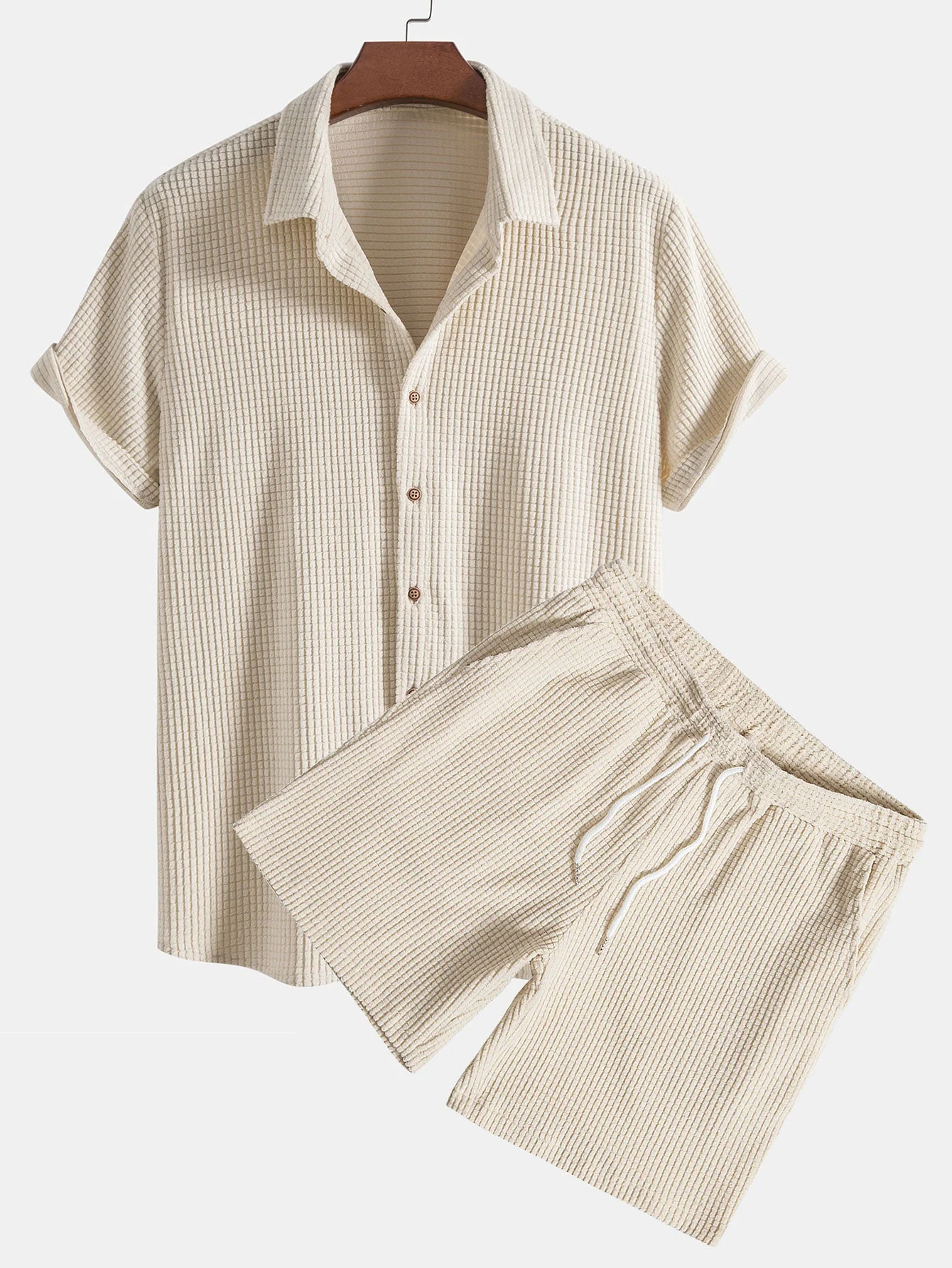 Salvador® | Waffle Button Up Shirt & Shorts