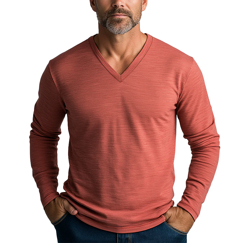 Santiago | Men'S Simple Solid Color Cotton Long Sleeve T-Shirt