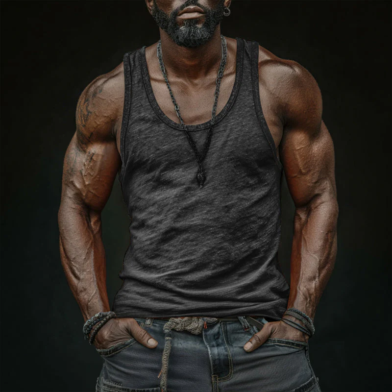 Saul | Men'S Casual Breathable Skin-Friendly Cotton U-Neck Slim Fit Tank Top - Image 2