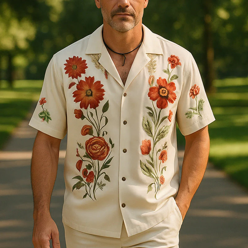 Sean | Men'S Summer Casual Linen Printed Short Sleeve Shirt - Image 2
