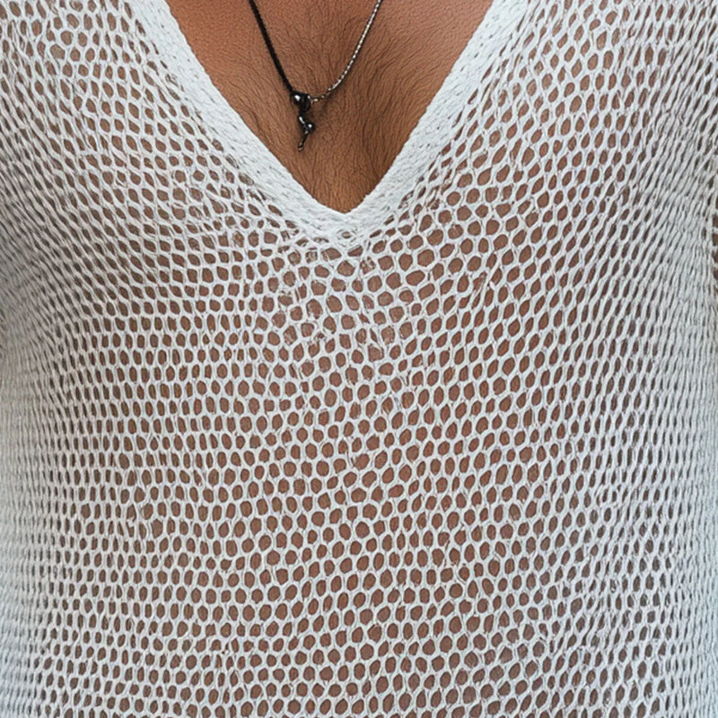 Sebastian | Men'S Summer Fashion Breathable Hollow Knitted Mesh Long Sleeve T-Shirt - Image 3
