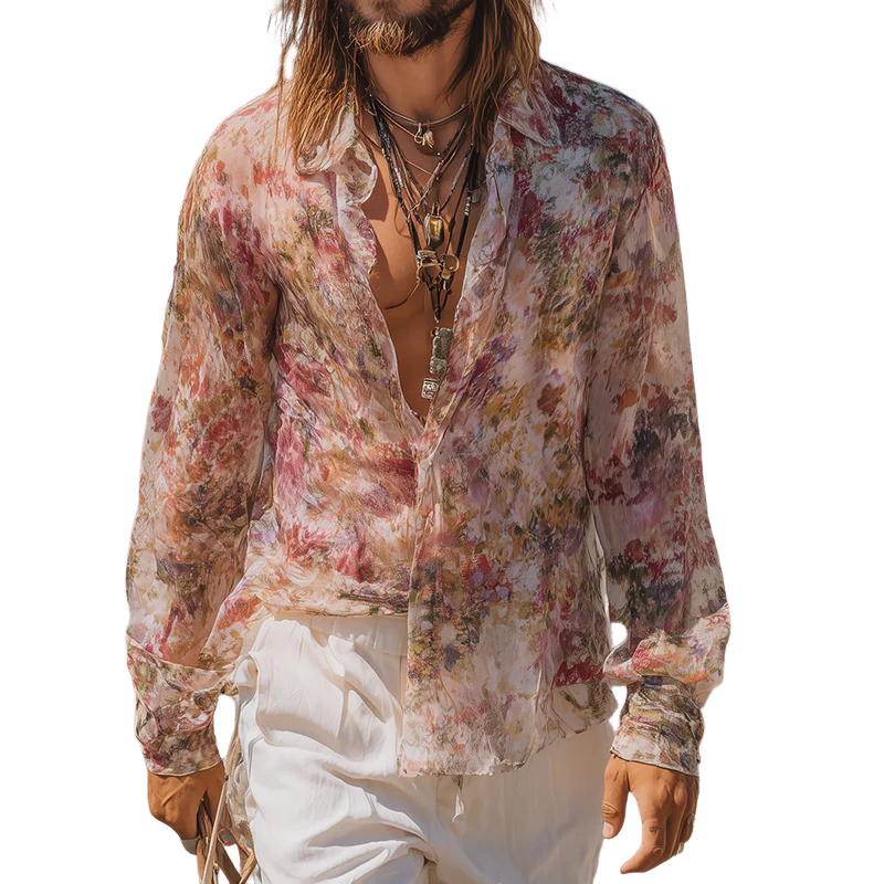 Sebastian | Men'S Vintage Casual Floral Print Lapel Long Sleeve Shirt