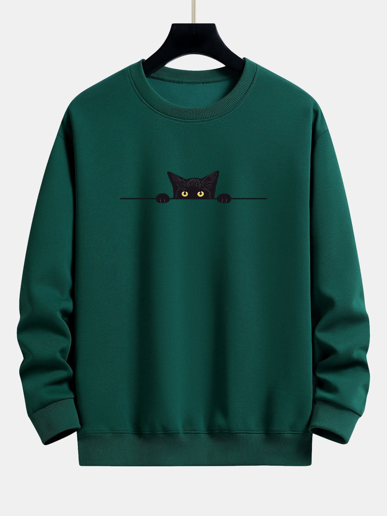 Sergio® | Black Cat Print Relax Fit Sweatshirt - Image 7