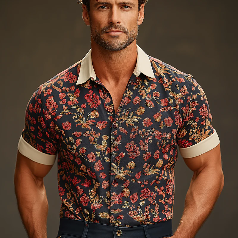 Shane | Men'S Summer Fashion Printed Cotton Blended Short Sleeve Shirt - Image 2