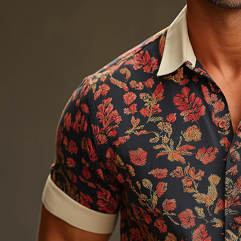 Shane | Men'S Summer Fashion Printed Cotton Blended Short Sleeve Shirt - Image 3