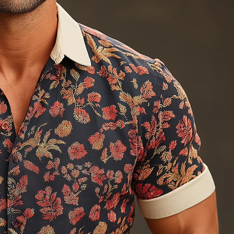 Shane | Men'S Summer Fashion Printed Cotton Blended Short Sleeve Shirt - Image 4