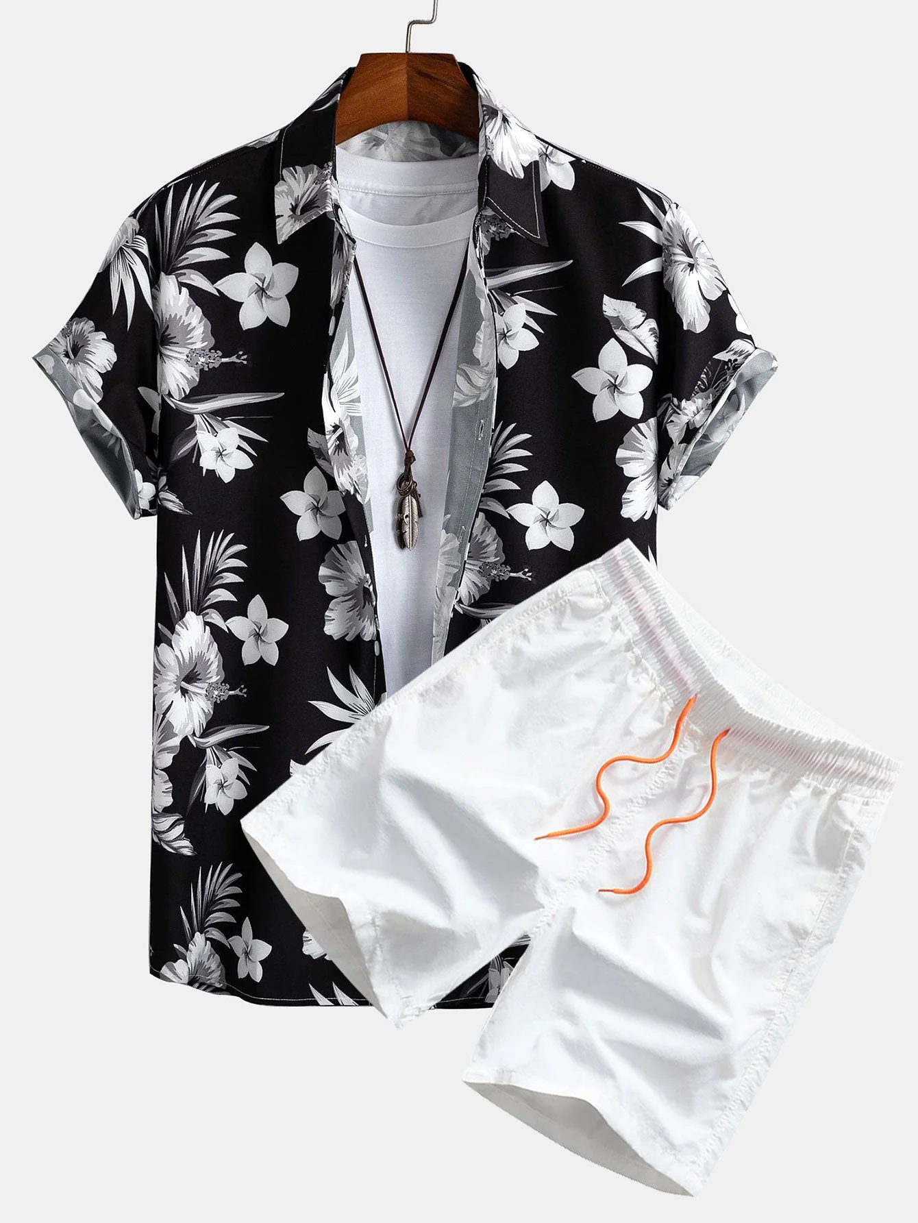 Sheldon® | Tropical Floral Print Button Up Shirt & Swim Shorts - Image 3