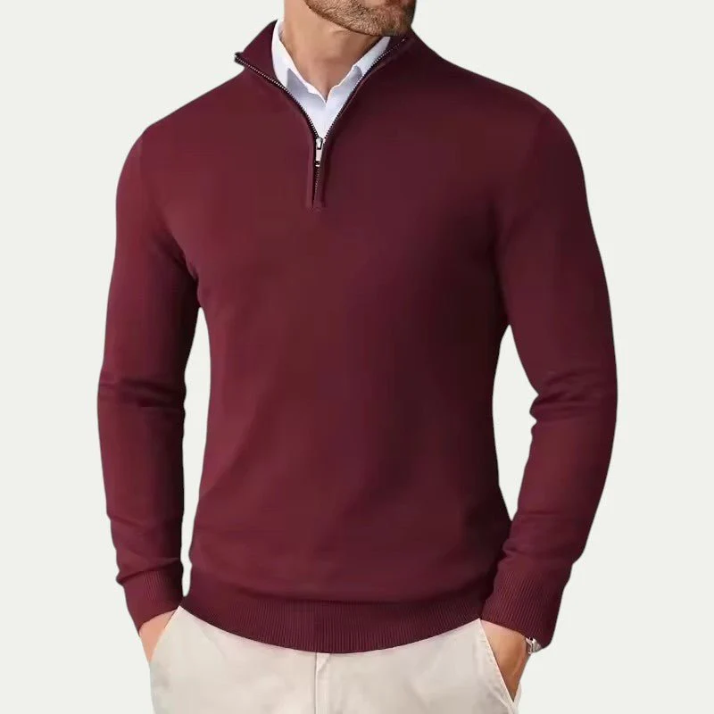 Silas | Timeless cashmere sweater with half zip and long sleeves - Image 10
