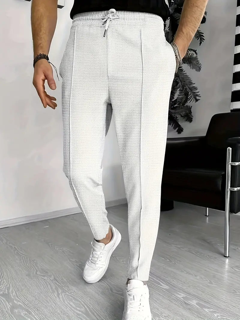 Silvestre® | Waffle Pattern Drawstring Jogging Pants For Men - Image 4