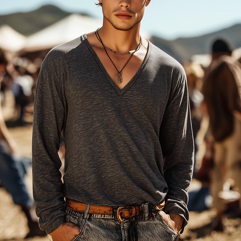 Silvio | Men'S Simple Loose Cotton Long Sleeve T-Shirt - Image 2