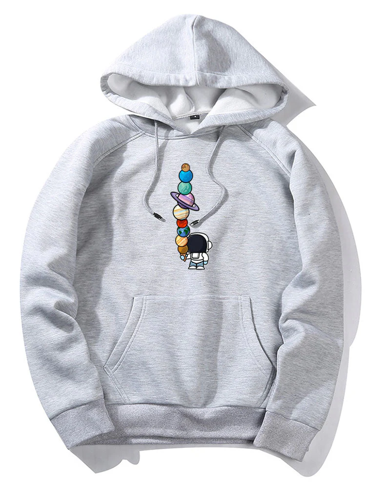 Slater | Cartoon Astronaut Planet Print Hoodie - Image 2