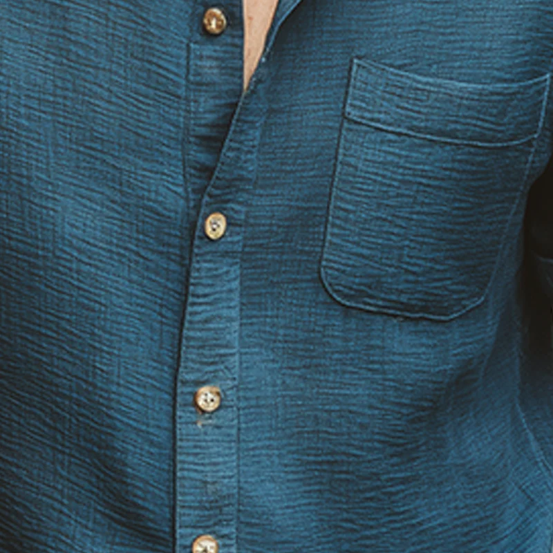Stacy | Men'S Summer Fashion Wave Texture Cotton Blended Short Sleeve Shirt - Image 3