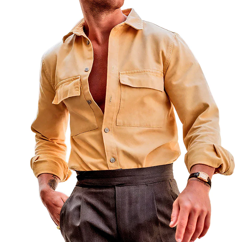 Stephen | Men'S Vintage Casual Street Cotton Lapel Long Sleeve Shirt