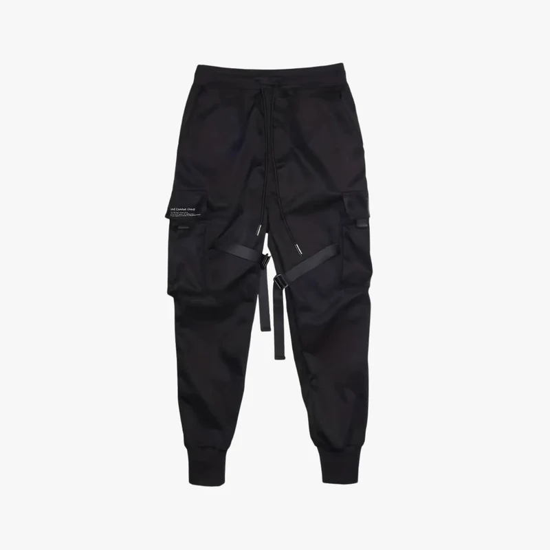 Taddeo | Men's Techwear Jogger Cargo Pants – Black Coated Street Style