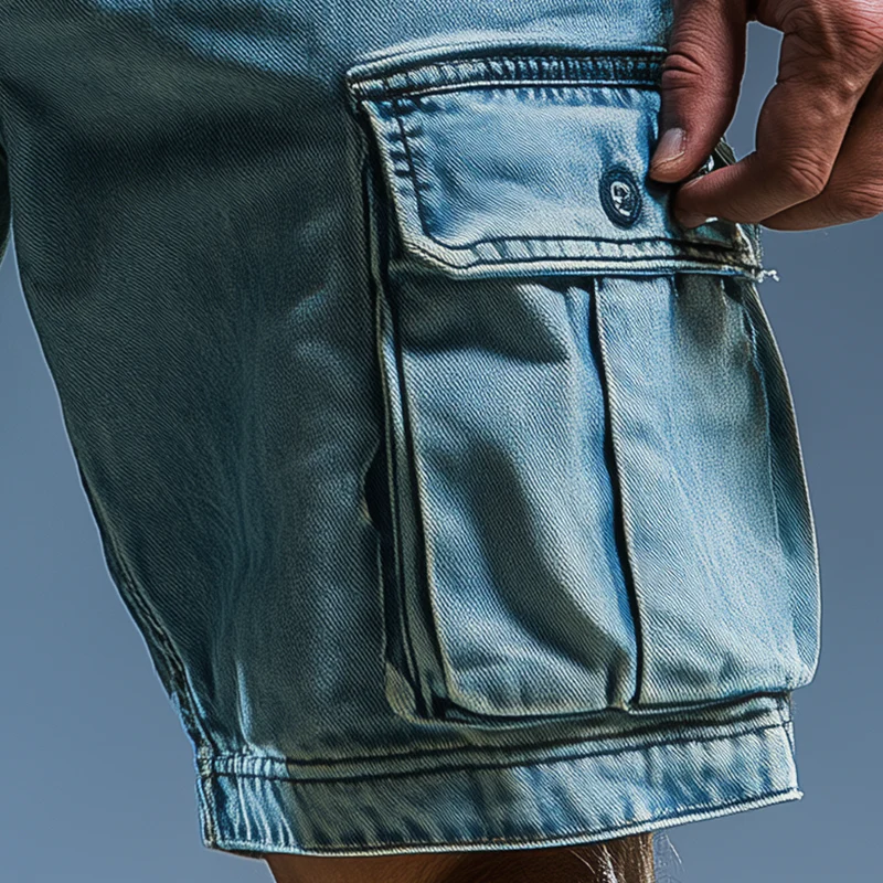 Taylor | Men'S Summer Fashion Washed Denim Cargo Shorts - Image 4