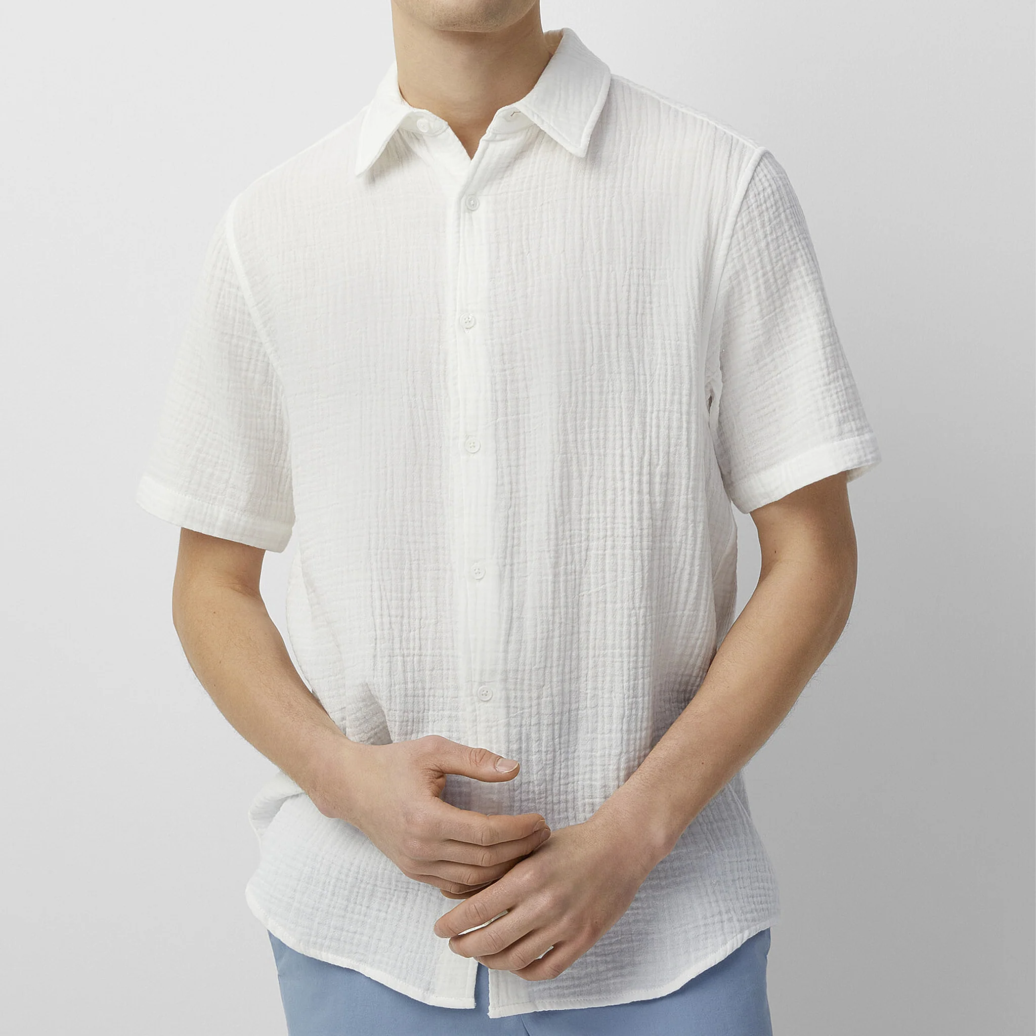 Terrance | Men'S Spring And Summer Casual Pleated Cotton Blended Short Sleeve Shirt - Image 6