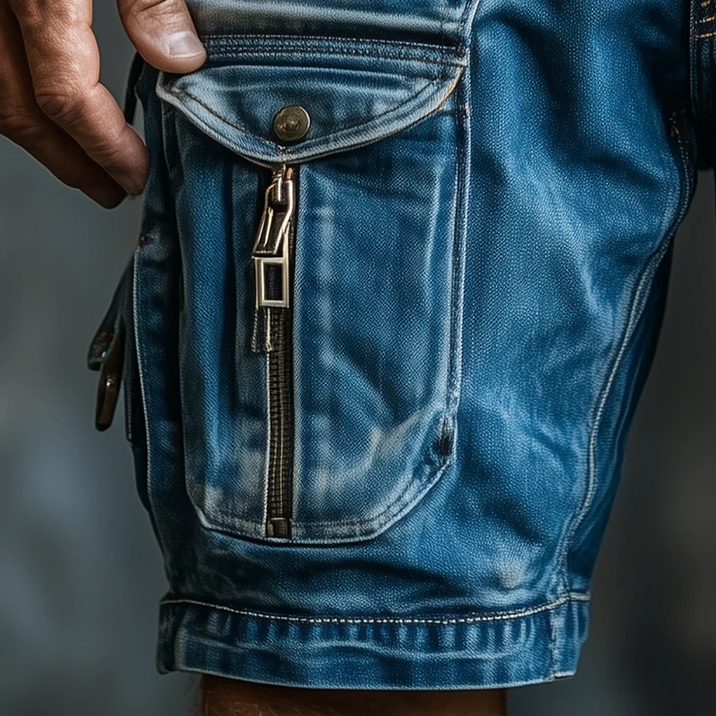 Terrance | Men'S Summer Fashion Washed Multi-Pocket Denim Cargo Shorts - Image 3