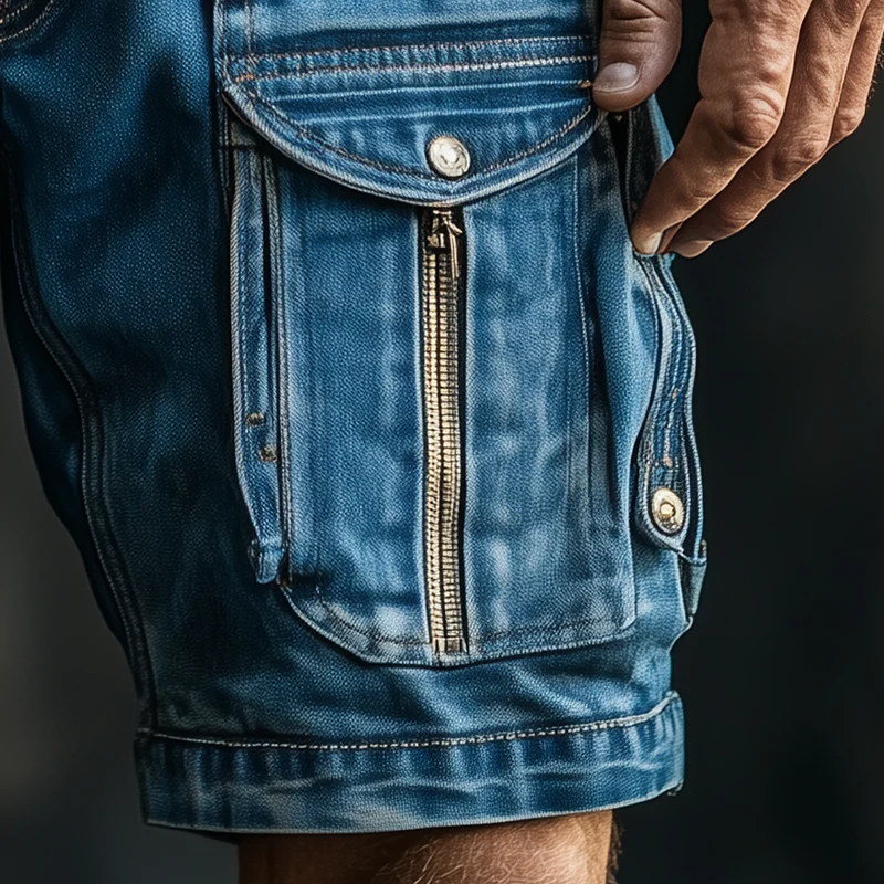 Terrance | Men'S Summer Fashion Washed Multi-Pocket Denim Cargo Shorts - Image 4