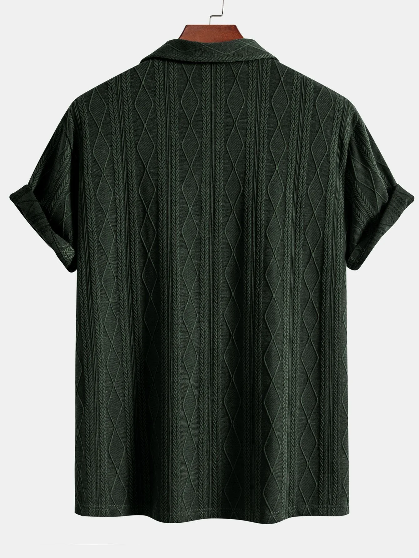 Terrence® | Knitted Geometric Rhombus Jacquard Cuban Shirt - Image 2