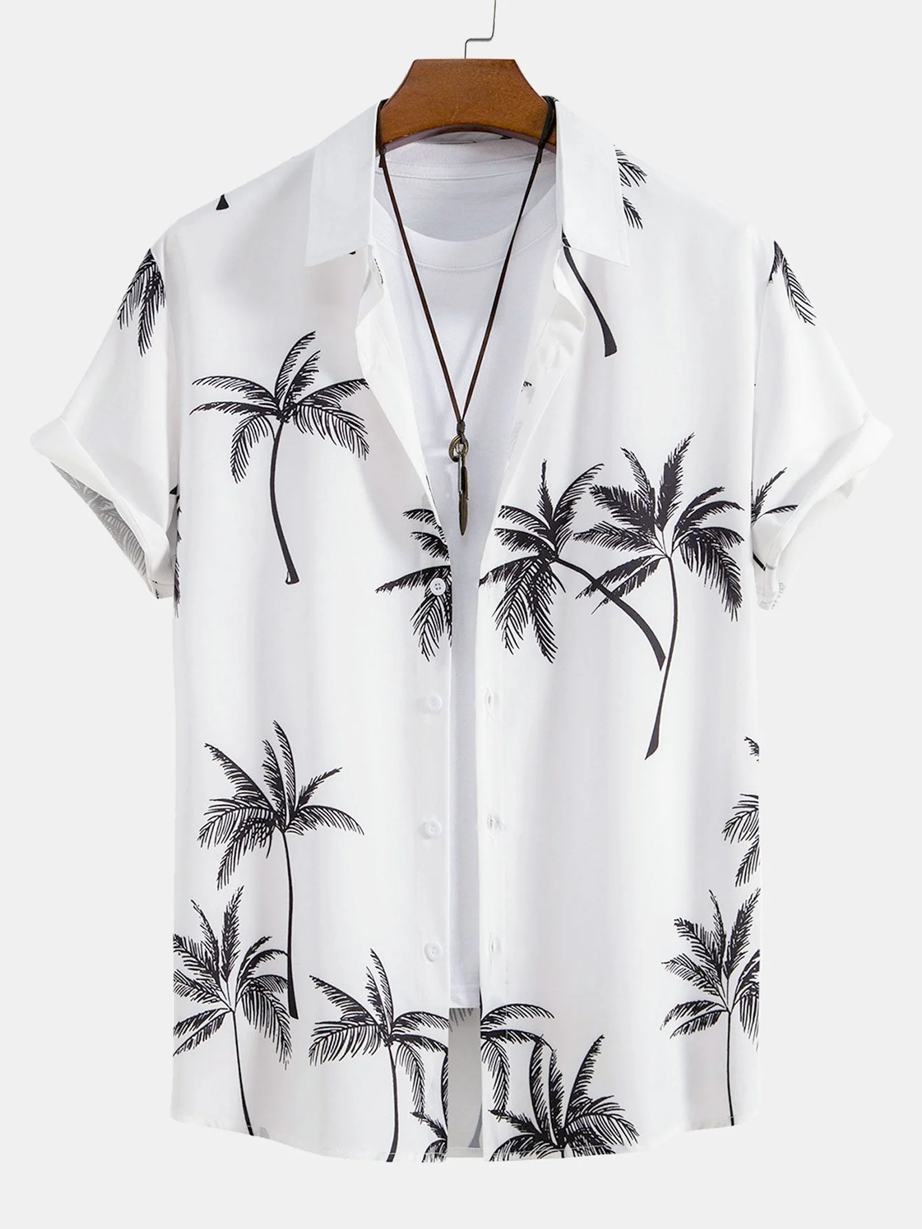 Terry® | Palm Tree Print Button Up Shirt & Stripe Print Swim Shorts - Image 2