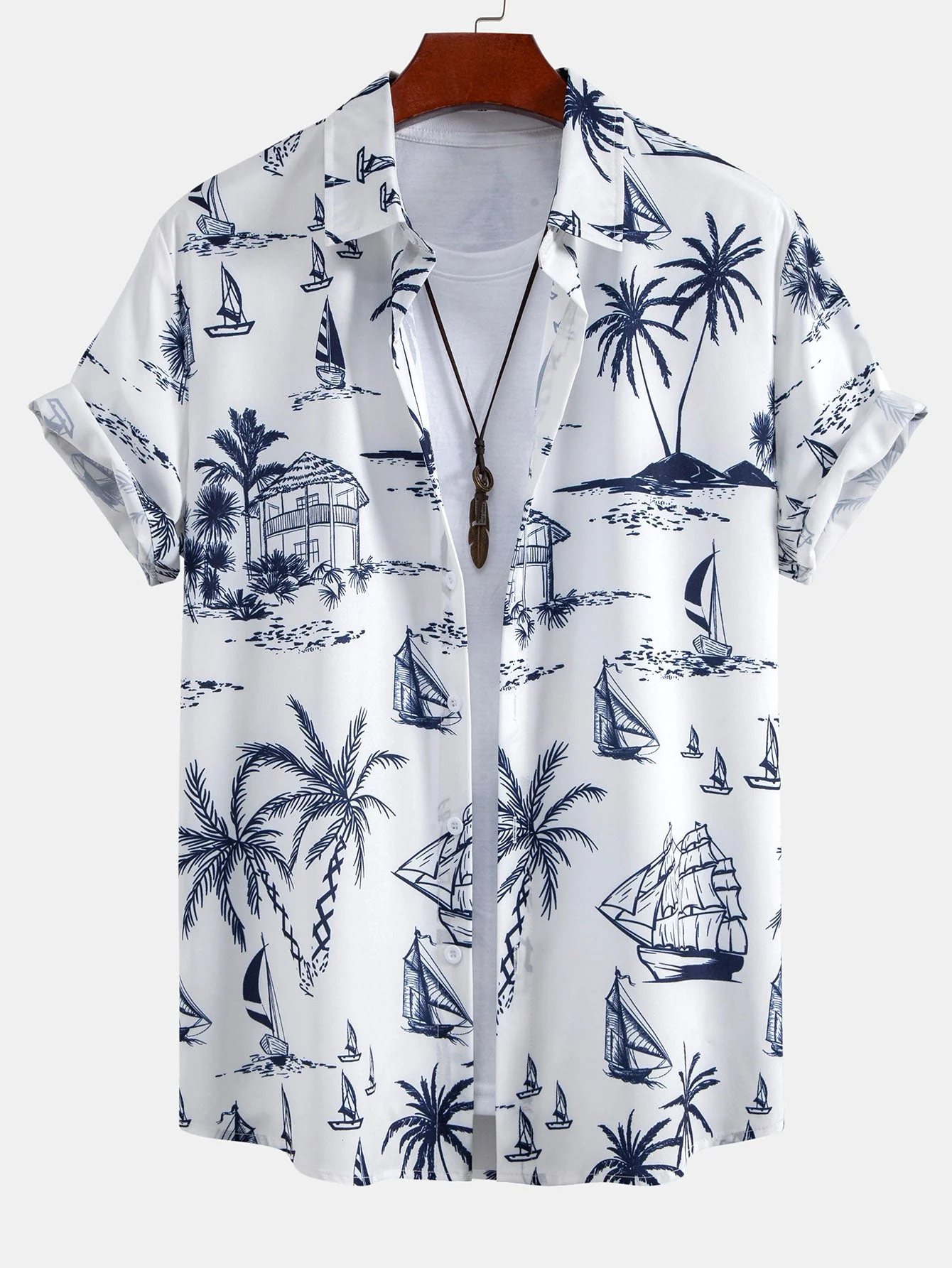 Theo® | Island Sailing Print Button Up Shirt